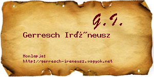 Gerresch Iréneusz névjegykártya